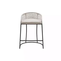 New Kirklands Home Rustic Woven Rope Back Counter Stool White