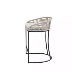 New Kirklands Home Rustic Woven Rope Back Counter Stool White