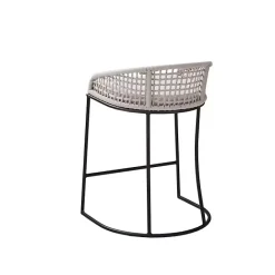 New Kirklands Home Rustic Woven Rope Back Counter Stool White
