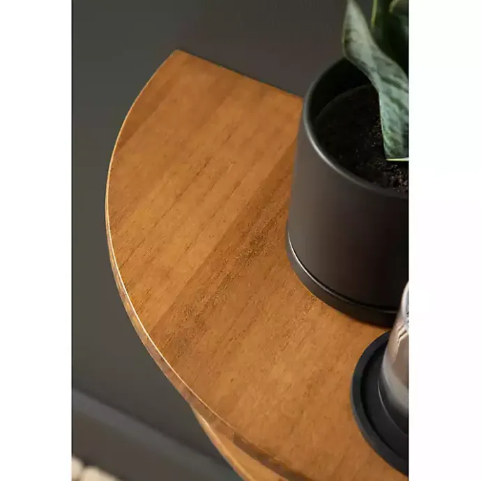 Outlet Kirklands Home Rustic Wood Half Moon Floating Accent Table Brown