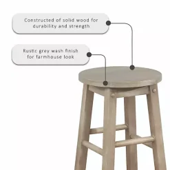 Hot Kirklands Home Rustic Wood Pub Classic Backless Bar Stool Tan