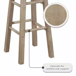 Hot Kirklands Home Rustic Wood Pub Classic Backless Bar Stool Tan