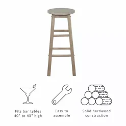 Hot Kirklands Home Rustic Wood Pub Classic Backless Bar Stool Tan