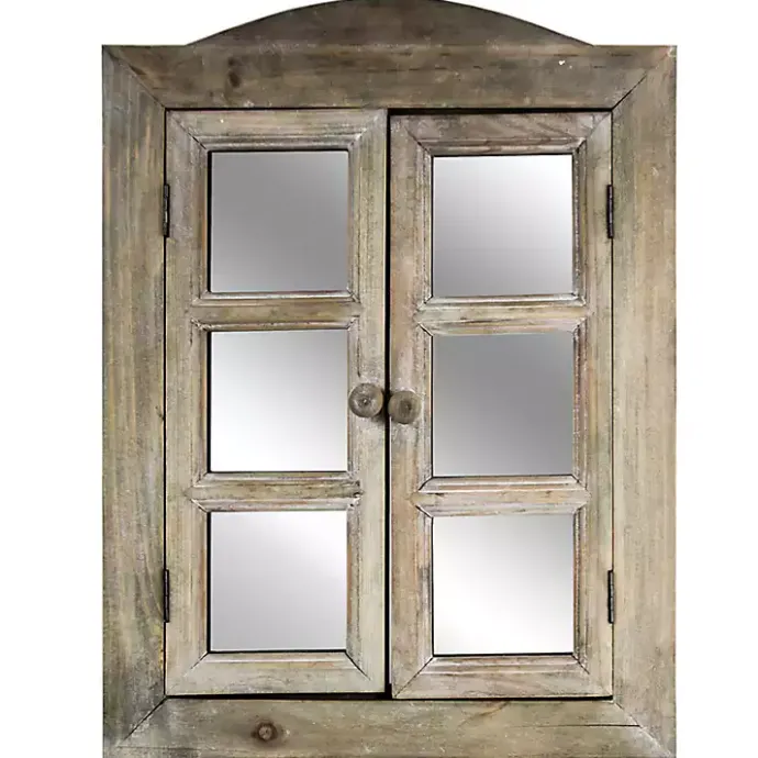 Outlet Kirklands Home Rustic Wooden Dual Window Shutter Wall Mirror