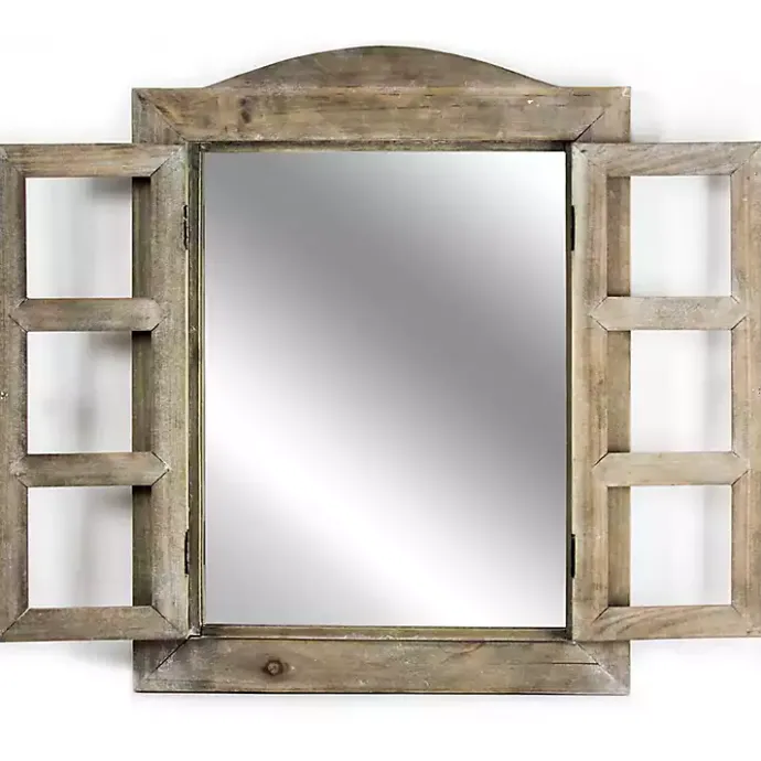 Outlet Kirklands Home Rustic Wooden Dual Window Shutter Wall Mirror