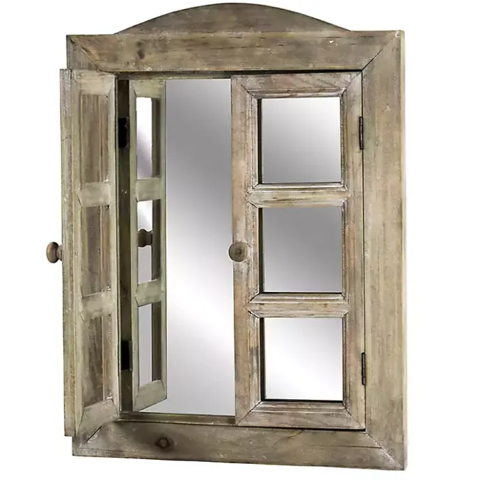 Outlet Kirklands Home Rustic Wooden Dual Window Shutter Wall Mirror