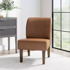 Discount Kirklands Home Saddle Faux Leather Accent Chair Brown
