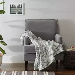 Best Kirklands Home Sage Chevron Plush Throw Green