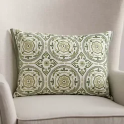 Clearance Kirklands Home Sage Embroidered Medallion Lumbar Pillow Green