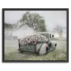 Kirklands Home Sage Flower Truck Framed Giclee Canvas Art Print Green