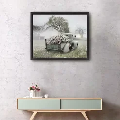 Kirklands Home Sage Flower Truck Framed Giclee Canvas Art Print Green