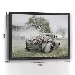 Kirklands Home Sage Flower Truck Framed Giclee Canvas Art Print Green