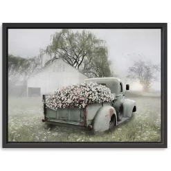 Clearance Kirklands Home Sage Flower Truck Framed Canvas Print, 42x32 in.