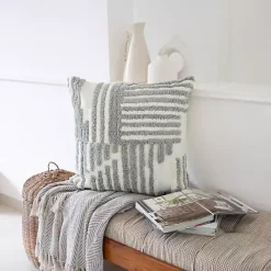 Clearance Kirklands Home Sage Geometric Shag Throw Pillow Green