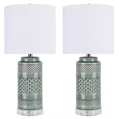 Best Kirklands Home Sage Green Geometric Table Lamps, Set of 2 White