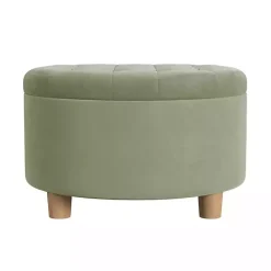 Best Kirklands Home Sage Round Velvet Tufted Storage Ottoman Green
