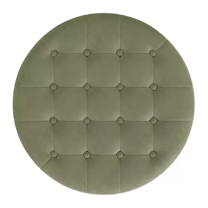 Best Kirklands Home Sage Round Velvet Tufted Storage Ottoman Green