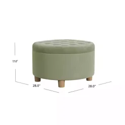Best Kirklands Home Sage Round Velvet Tufted Storage Ottoman Green