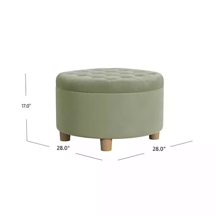 Best Kirklands Home Sage Round Velvet Tufted Storage Ottoman Green