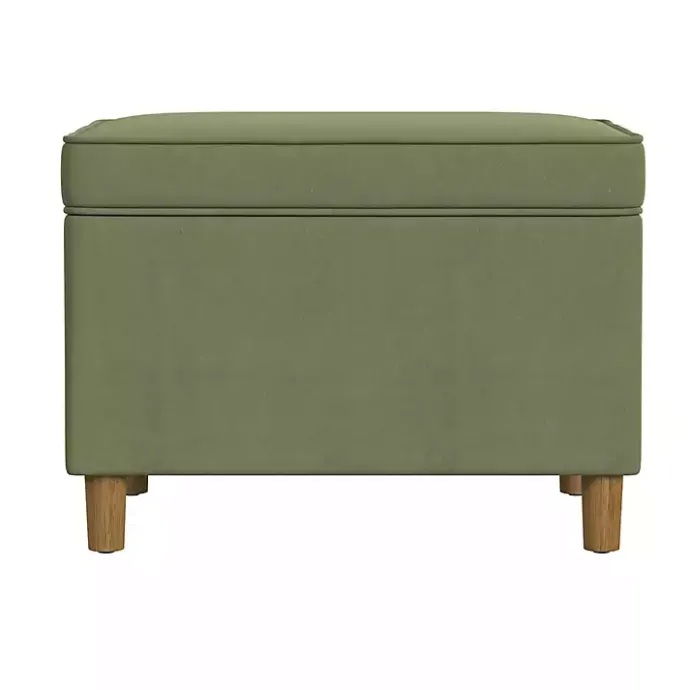 Hot Kirklands Home Sage Velvet Rectangle Storage Ottoman Green