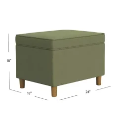 Hot Kirklands Home Sage Velvet Rectangle Storage Ottoman Green