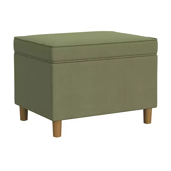 Hot Kirklands Home Sage Velvet Rectangle Storage Ottoman Green