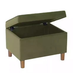 Hot Kirklands Home Sage Velvet Rectangle Storage Ottoman Green