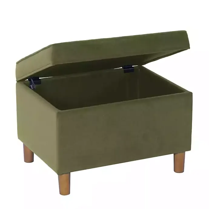 Hot Kirklands Home Sage Velvet Rectangle Storage Ottoman Green