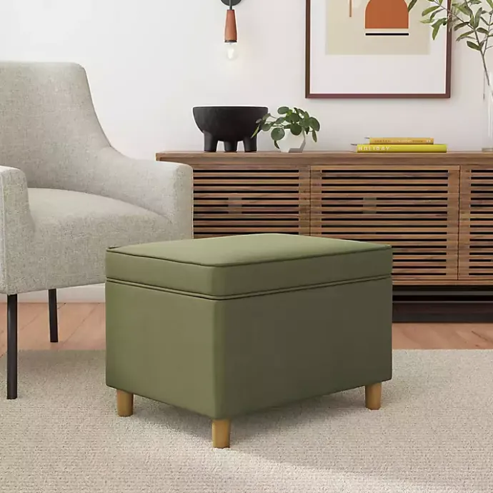 Hot Kirklands Home Sage Velvet Rectangle Storage Ottoman Green