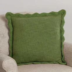 Sale Kirklands Home Sage Juna Scalloped Pillow Green