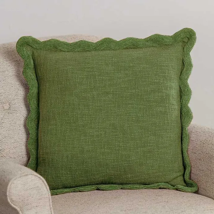 Sale Kirklands Home Sage Juna Scalloped Pillow Green