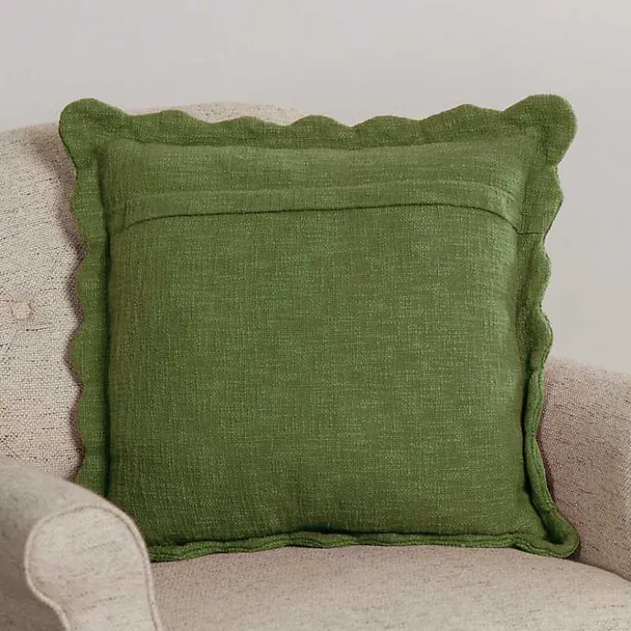 Sale Kirklands Home Sage Juna Scalloped Pillow Green