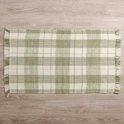 Kirklands Home Sage Plaid Leland Scatter Rug Green