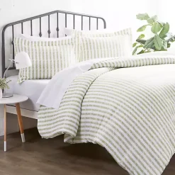 Online Kirklands Home Sage Rugged Stripes Puffed Twin 3-pc. Duvet Set