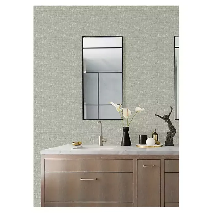 New Kirklands Home Sage Textured Poplin Peel & Stick Wallpaper Green
