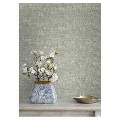 New Kirklands Home Sage Textured Poplin Peel & Stick Wallpaper Green