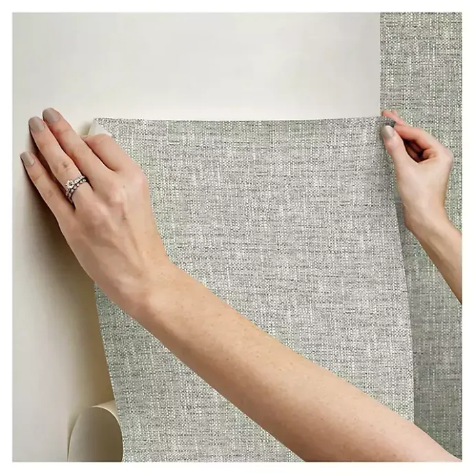 New Kirklands Home Sage Textured Poplin Peel & Stick Wallpaper Green