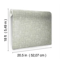 New Kirklands Home Sage Textured Poplin Peel & Stick Wallpaper Green