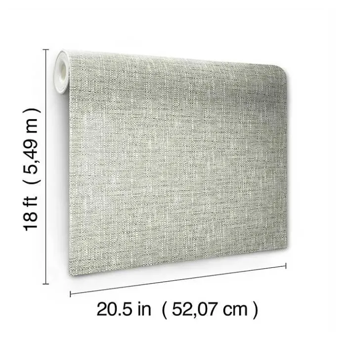 New Kirklands Home Sage Textured Poplin Peel & Stick Wallpaper Green