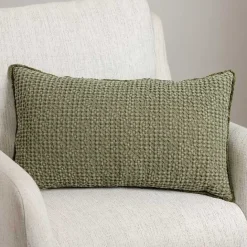 Hot Kirklands Home Sage Waffle Texture Lumbar Pillow Green
