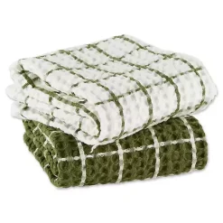 Sale Kirklands Home Sage Windowpane Oversized Dish Towels, Set of 2 Green