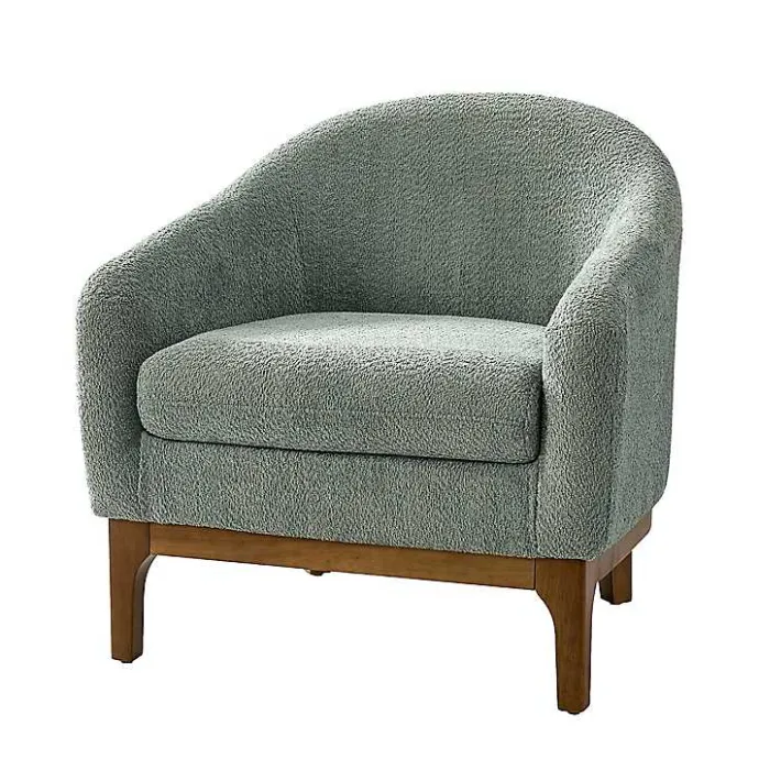 Outlet Kirklands Home Sage Wool Upholstered Joan Barrel Accent Chair Green