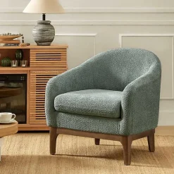 Outlet Kirklands Home Sage Wool Upholstered Joan Barrel Accent Chair Green