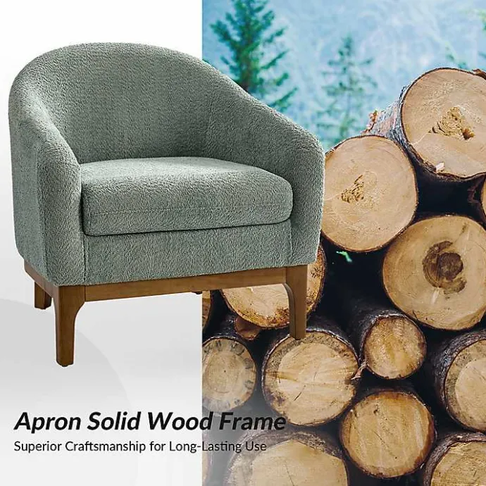 Outlet Kirklands Home Sage Wool Upholstered Joan Barrel Accent Chair Green