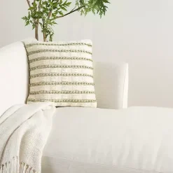 Discount Kirklands Home Sage Woven Knotted Stripes Throw Pillow Green