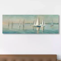 Kirklands Home Sailboats at Sunrise Canvas Art Print Blue