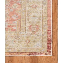 Kirklands Home Salmon Vintage Border Area Rug, 5x7 Pink
