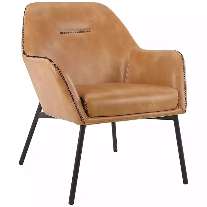 Kirklands Home Sand Faux Leather Scoop Accent Chair Tan