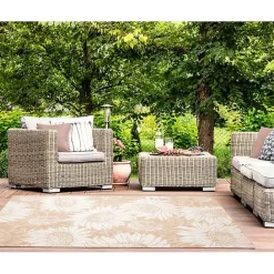 Best Kirklands Home Sand Floral Blooms Outdoor Area Rug, 4x7
