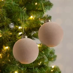 Sale Kirklands Home Sand Velvet Ball 2-pc. Ornament Set, 4 in. Tan